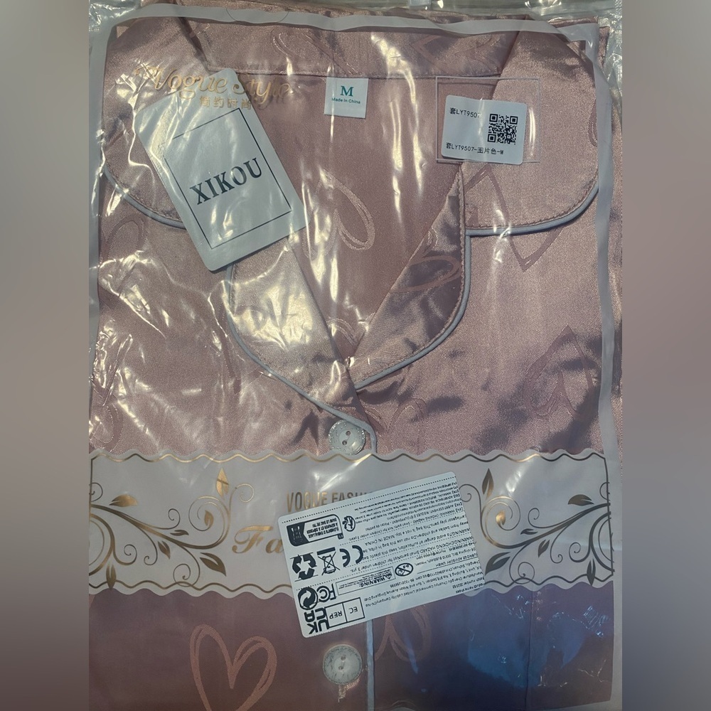 Heart pink Satin PJ Set M - Picture 3 of 4